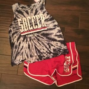 Red white and blue athletic soccer set